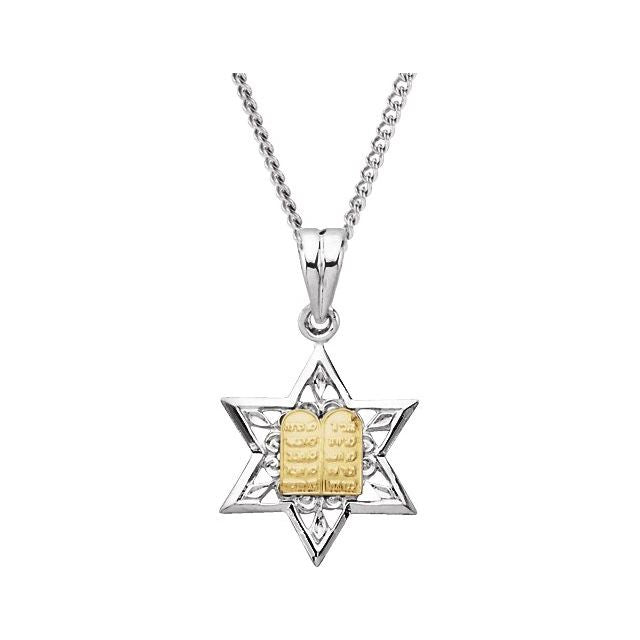 Sterling Silver & 14K Yellow Star of David 24' Necklace