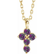 14K Yellow Natural Alexandrite Cross 16-18' Necklace