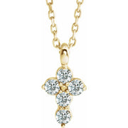 14K Yellow 1/6 CTW Natural Diamond Cross 16-18' Necklace
