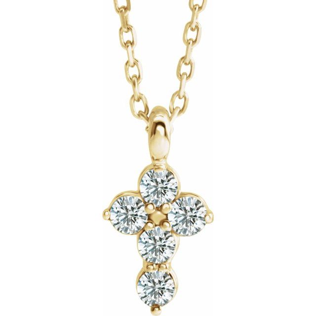 14K Yellow 1/6 CTW Natural Diamond Cross 16-18' Necklace