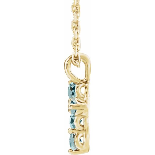 14k Yellow Natural Aquamarine Cross 16-18' Necklace