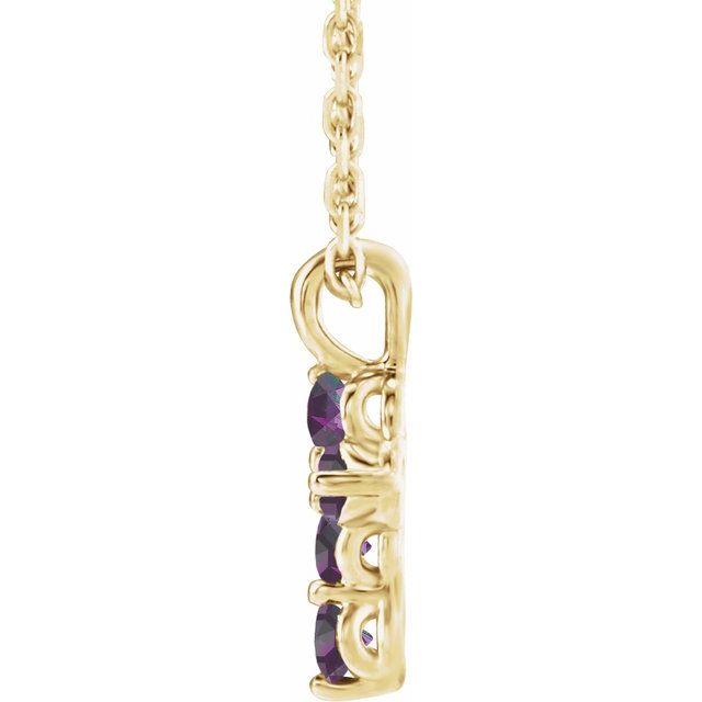 14K Yellow Natural Alexandrite Cross 16-18' Necklace