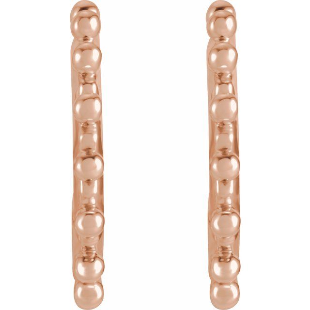 14K Rose Beaded 12.1 mm Hoop Earrings