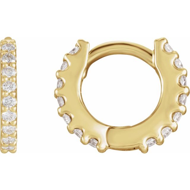14k Yellow 1/4 Ctw Natural Diamond 10.32 Mm Hoop Earrings