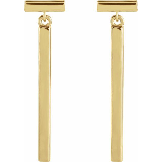 14K Yellow Articulated Bar Earrings