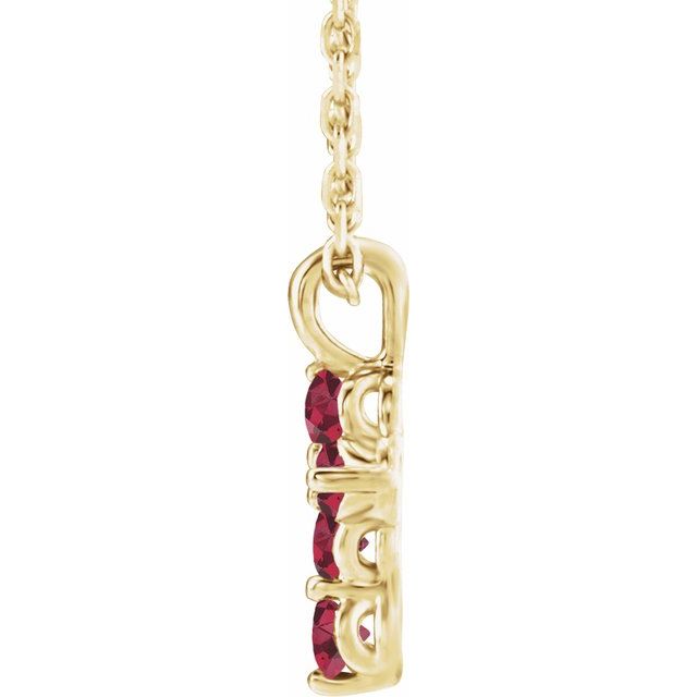 14K Yellow Natural Ruby Cross 16-18' Necklace
