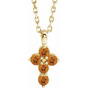 14K Yellow Natural Citrine Cross 16-18' Necklace