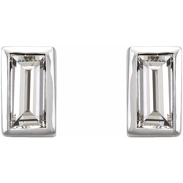 14K White .08 CTW Natural Diamond Bezel-Set Earrings
