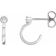 14k White 0.06 Ctw Natural Diamond Huggie J-hoop Earring