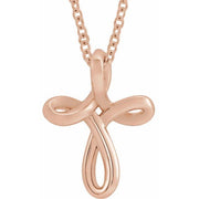 14K Rose 13.35x10.42 mm Youth Cross 15' Necklace