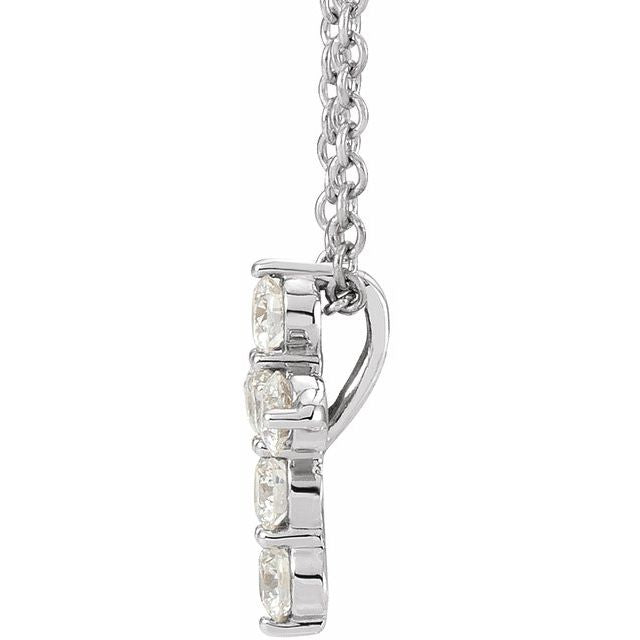 14K White 1/4 CTW Natural Diamond Cross 16-18' Necklace