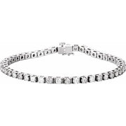 14k White 4 3/4 Ctw Natural Diamond Line 7' Bracelet