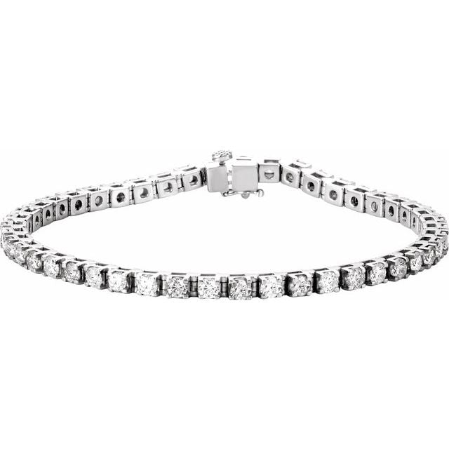 14k White 4 3/4 Ctw Natural Diamond Line 7' Bracelet