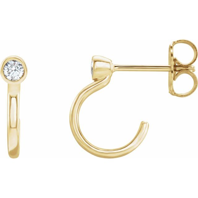 14k Yellow 0.06 Ctw Natural Diamond Huggie J-hoop Earring