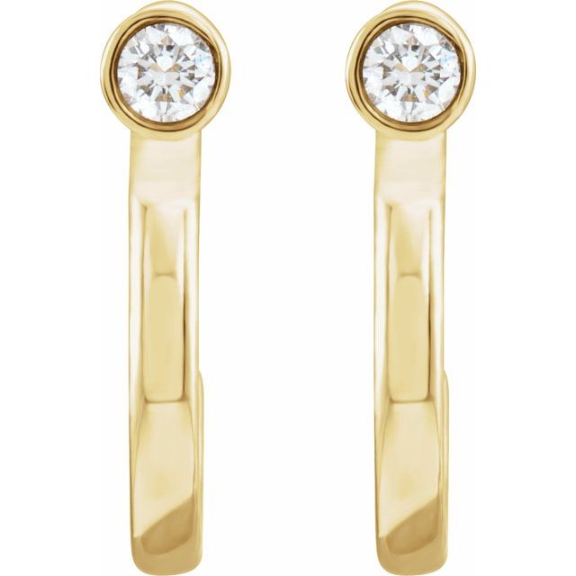 14k Yellow 0.06 Ctw Natural Diamond Huggie J-hoop Earring