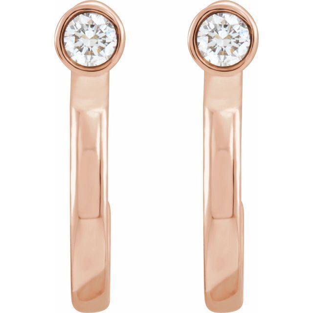 14k Rose  0.06 Ctw Natural Diamond Huggie J-hoop Earring