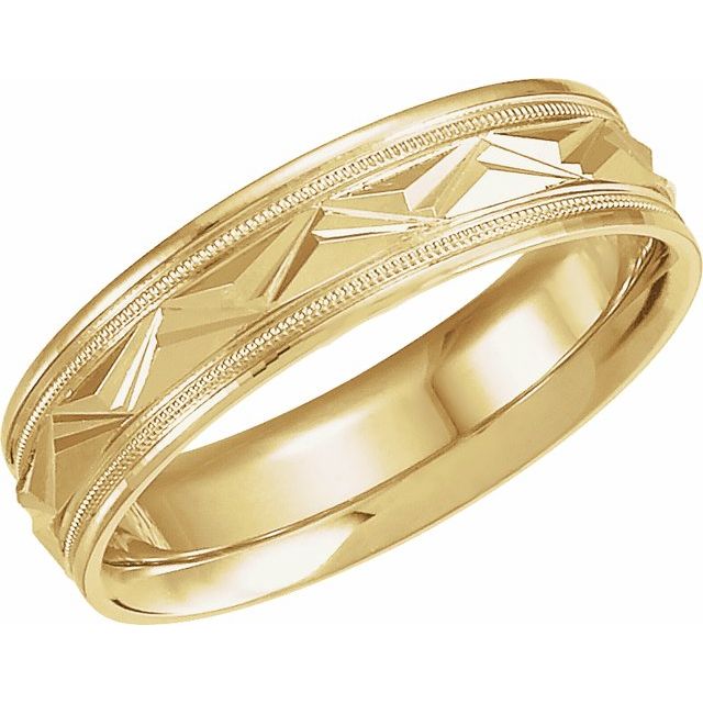 14K Yellow 6 mm Design Band with Milgrain Size 7