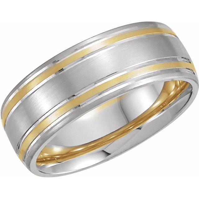 14K White/Yellow 7 mm Grooved Band Size 9.5