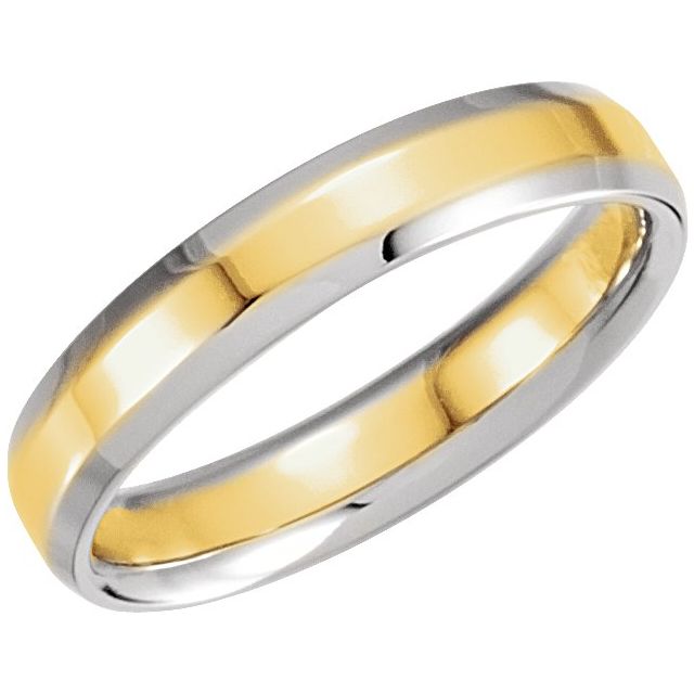 14K White/Yellow 4 mm Comfort-Fit Beveled Edge Band Size 9.5