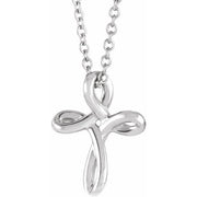 Sterling Silver 13.35x10.42 mm Youth Cross 15' Necklace