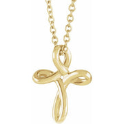 14K Yellow 13.35x10.42 mm Youth Cross 15' Necklace