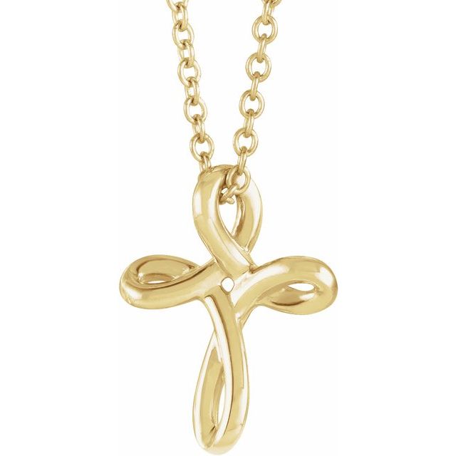 14K Yellow 13.35x10.42 mm Youth Cross 15' Necklace