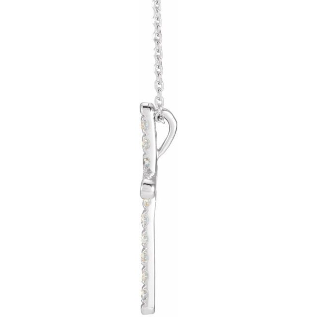 14K White 1/2 CTW Natural Diamond French-Set Cross 16-18' Necklace