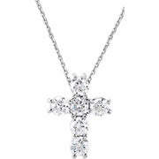 14k White 1/4 Ctw Natural Diamond Cross 18' Necklace