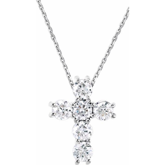 14k White 1/3 Ctw Natural Diamond Cross 18' Necklace