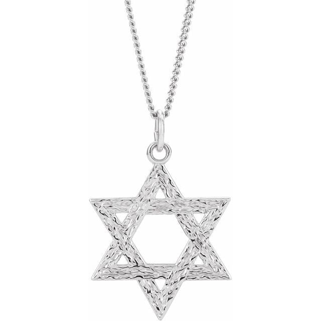 Sterling Silver  25.2x22.7 mm Star of David 18' Necklace