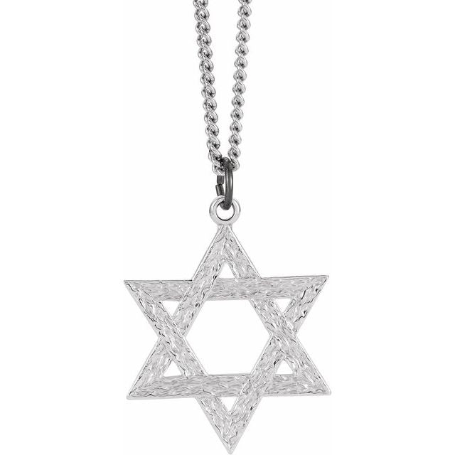Sterling Silver  29x26 mm Star of David 24' Necklace