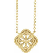 14K Yellow Vintage-Inspired Clover 18' Necklace