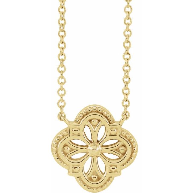 14K Yellow Vintage-Inspired Clover 18' Necklace