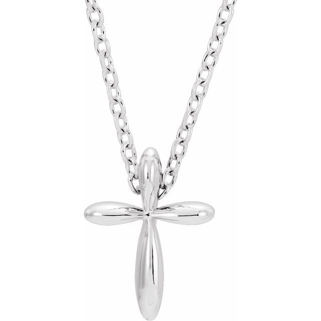 Sterling Silver 10x7.72 mm Cross 16-18' Necklace