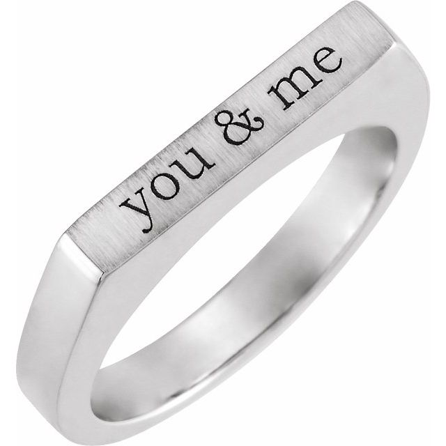 14K White 3 mm Engravable Stackable Ring