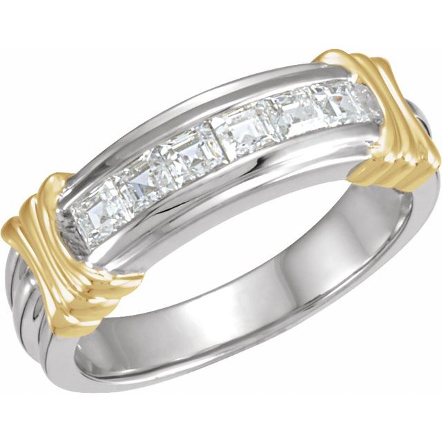 14K White/Yellow 1 CTW Natural Diamond Band