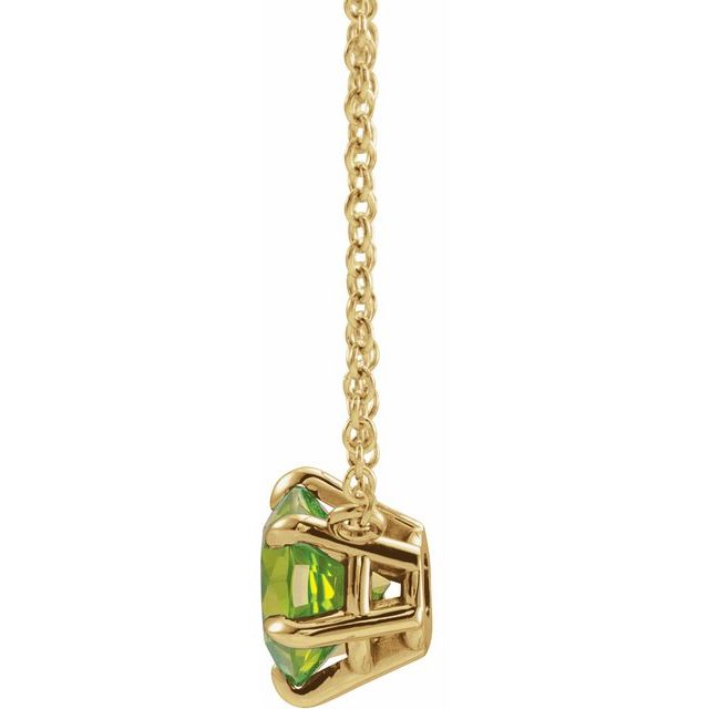 14K Yellow Natural Peridot Solitaire 18' Necklace