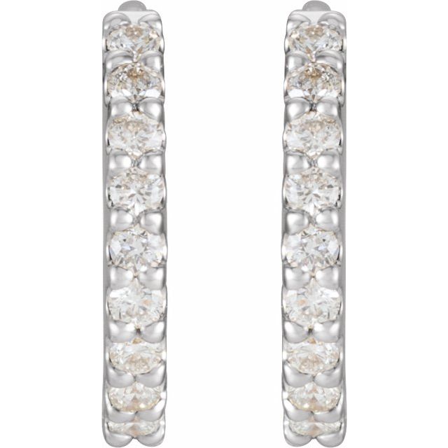 14K White 1/4 CTW Natural Diamond 10.32 mm Hoop Earrings