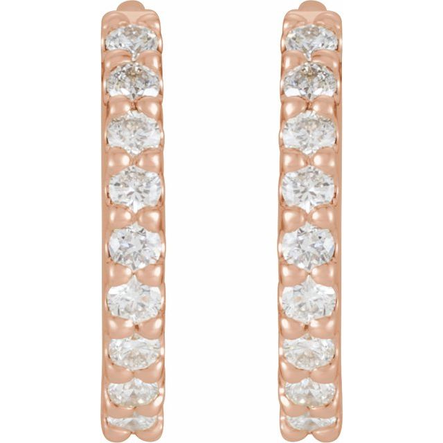 14K Rose 1/4 CTW Natural Diamond 10.32 mm Hoop Earrings
