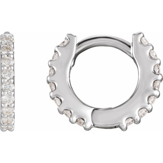 14K White 1/4 CTW Natural Diamond 10.32 mm Hoop Earrings