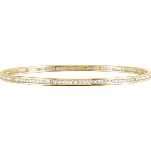 14K Yellow  2 1/4 CTW Natural Diamond Stackable Bangle 8' Bracelet