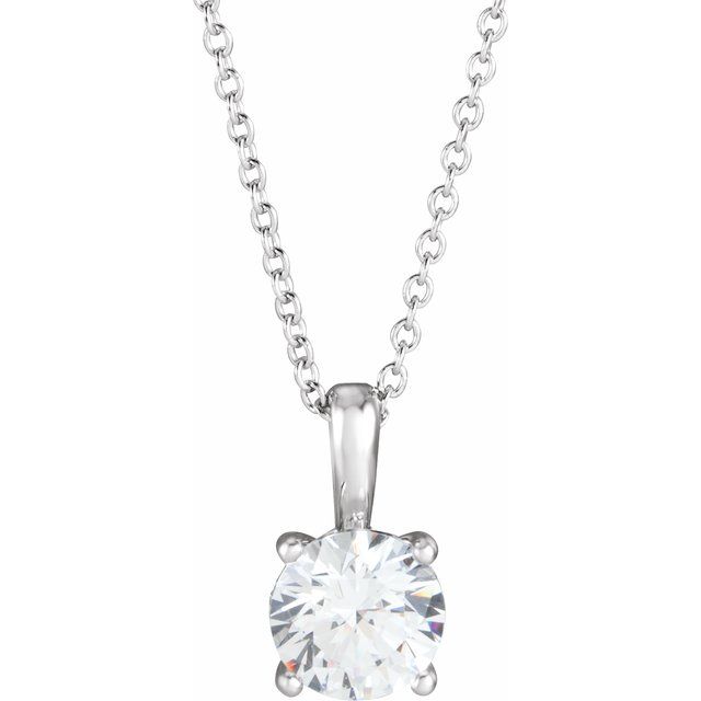 14K White 3/4 CT Natural Diamond 16-18' Necklace