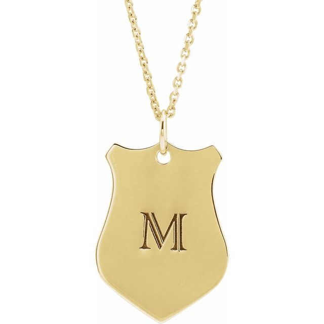 18k Yellow Vermeil Engravable Sheild 16-18' Necklace