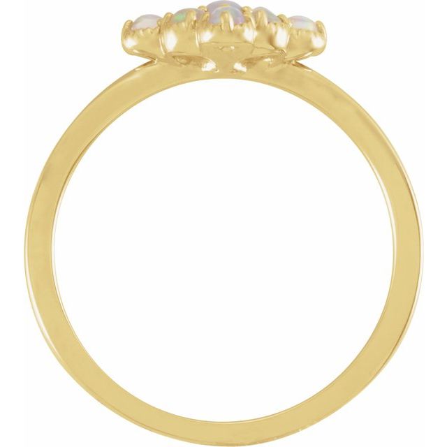 14K Yellow Natural White Ethiopian Opal & .02 CTW Natural Diamond Ring