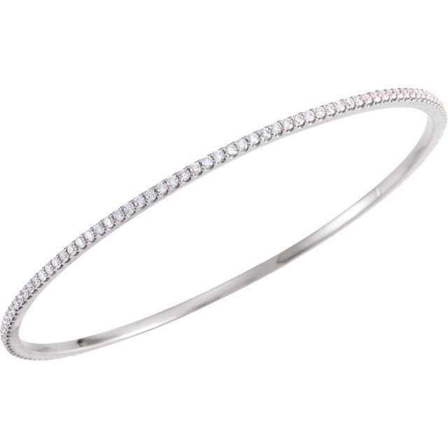14K White 2 CTW Lab-Grown Diamond Stackable Bangle 8' Bracelet