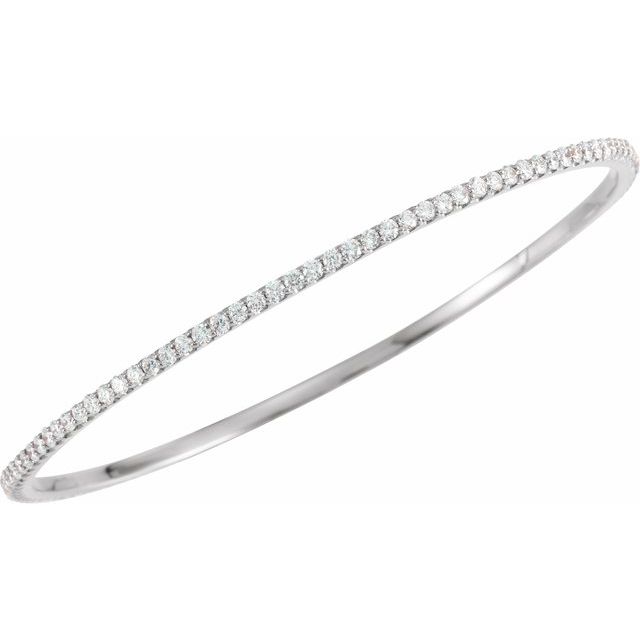 14K White 3 CTW Lab-Grown Diamond Stackable Bangle 8' Bracelet