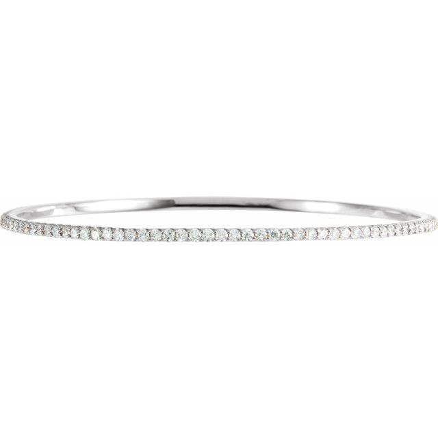14K White 3 CTW Lab-Grown Diamond Stackable Bangle 8' Bracelet