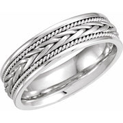 14K White 6.75 mm Woven Band Size 10