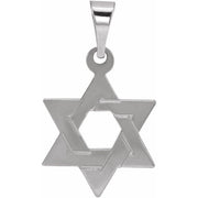 14K White 14x12 mm Star of David Pendant