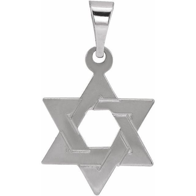 14K White 14x12 mm Star of David Pendant